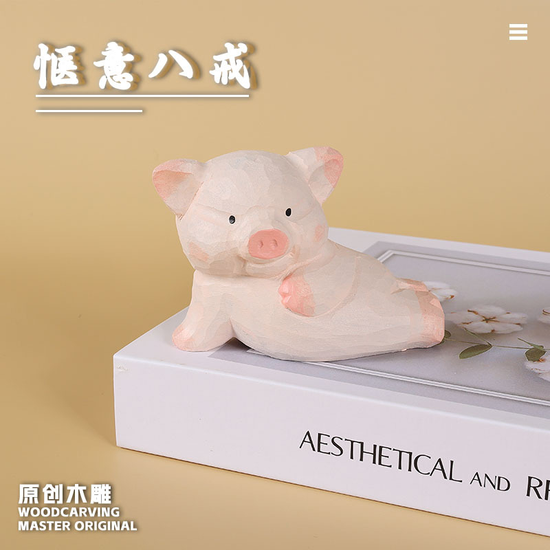 Tượng heo nằm khắc tay