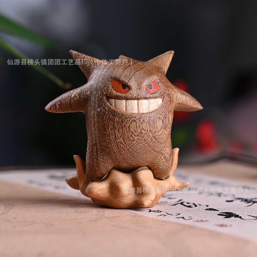 Tượng gỗ khắc pokemon - cao 8,5cm x rộng 8,8cm x sâu 5,5cm