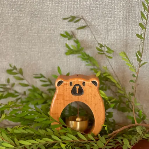 [SP1075] Wood bell- Bear 2 - SP1075