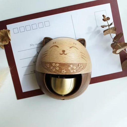 [SP1112] Wood bell - Lucky cat - SP1112