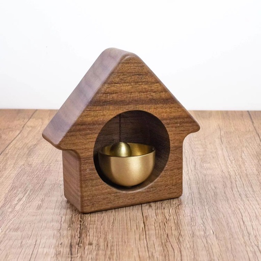 [SP1118] Wood bell - House 2 - Walnut