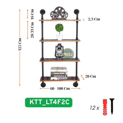 Kệ treo tường liền thân - 4 tầng- LT4F2C