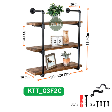 Kệ gỗ treo tường - 3 tầng - KTT_G3F2C